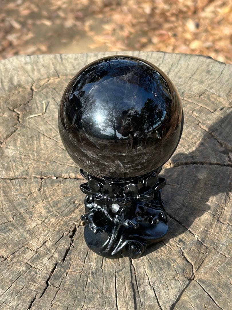 ⭐️ビックサイズ❣️2点セット✨ モリオン＆スモーキークオーツ　スフィア　台座つき⭐️