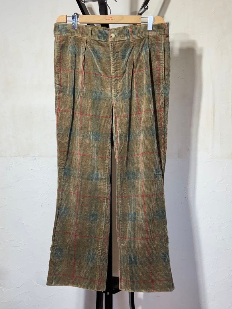 90s polo by ralph laurenチェック柄コーデュロイスラックス