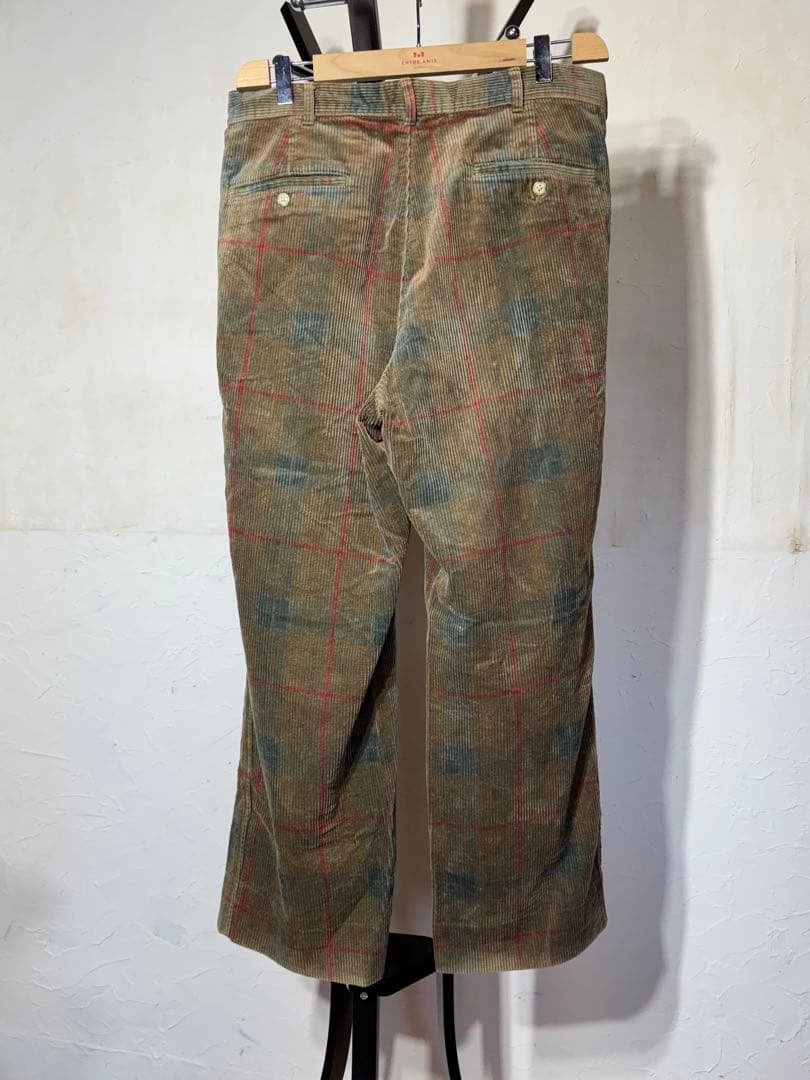 90s polo by ralph laurenチェック柄コーデュロイスラックス