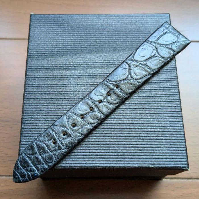 グランドセイコー 純正革ベルト 18mm クロコダイル ブラック 玉符 中古美品