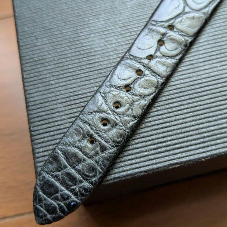 グランドセイコー 純正革ベルト 18mm クロコダイル ブラック 玉符 中古美品