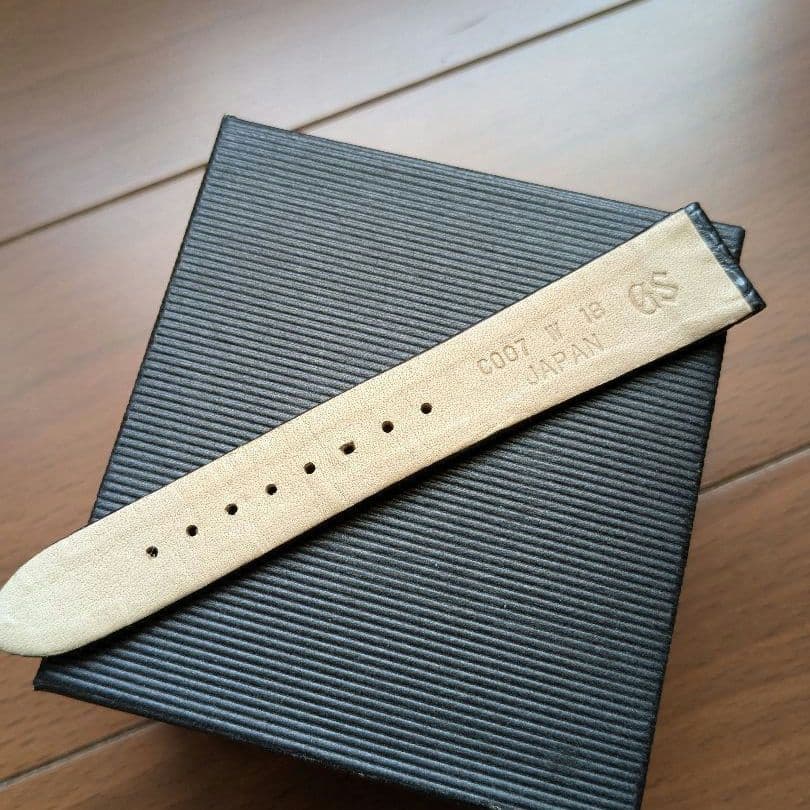 グランドセイコー 純正革ベルト 18mm クロコダイル ブラック 玉符 中古美品