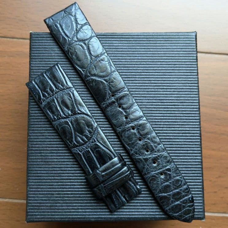 グランドセイコー 純正革ベルト 18mm クロコダイル ブラック 玉符 中古美品