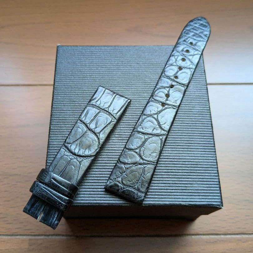 グランドセイコー 純正革ベルト 18mm クロコダイル ブラック 玉符 中古美品