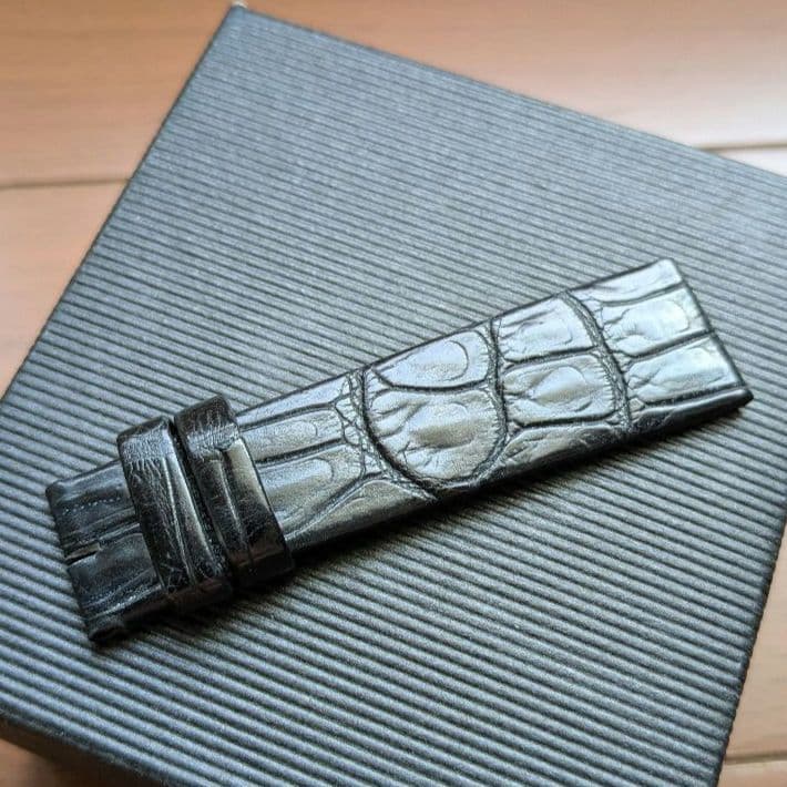 グランドセイコー 純正革ベルト 18mm クロコダイル ブラック 玉符 中古美品