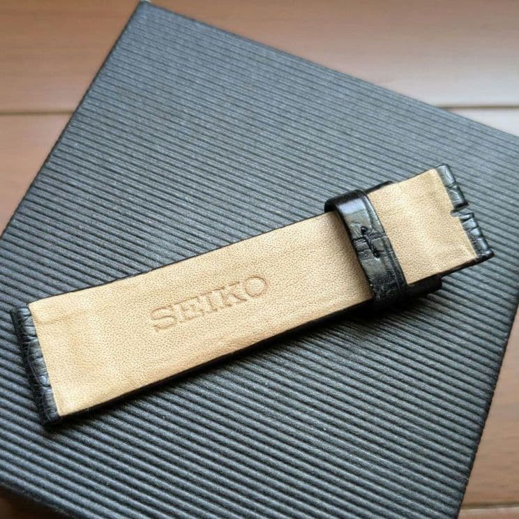 グランドセイコー 純正革ベルト 18mm クロコダイル ブラック 玉符 中古美品