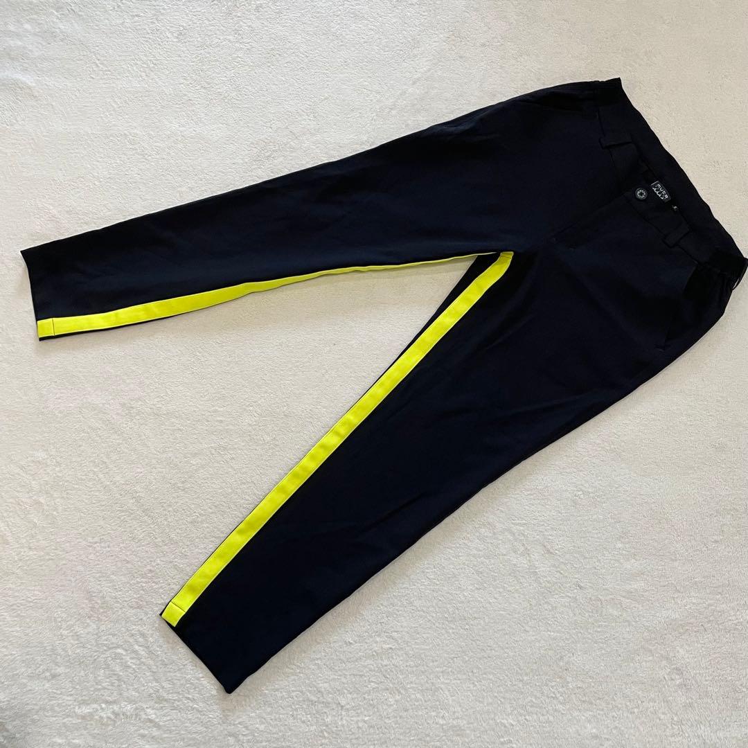 ムータマリン　セットアップ　ゴルフウェア　黒×黄　ストレッチ　ワッペン　フード