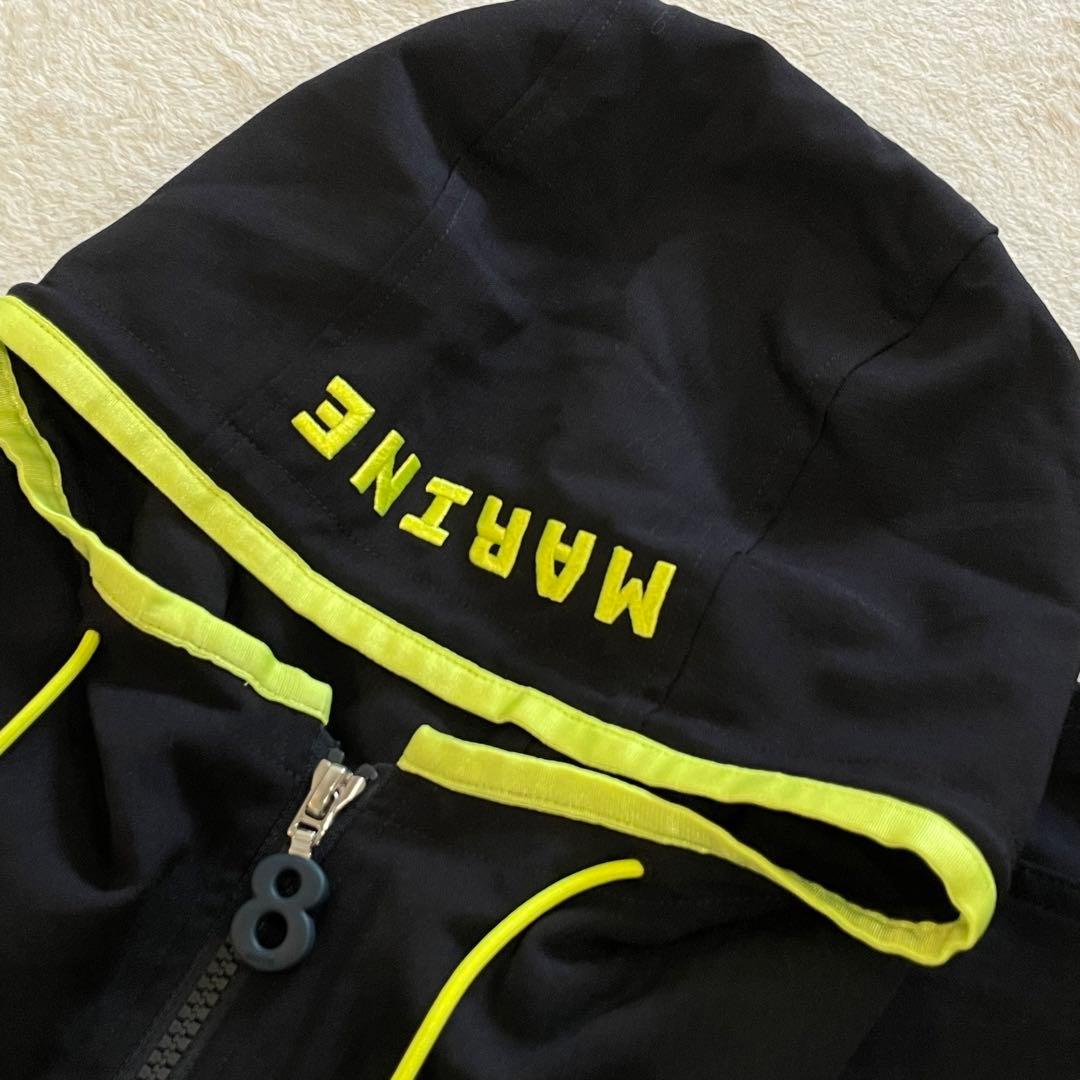 ムータマリン　セットアップ　ゴルフウェア　黒×黄　ストレッチ　ワッペン　フード