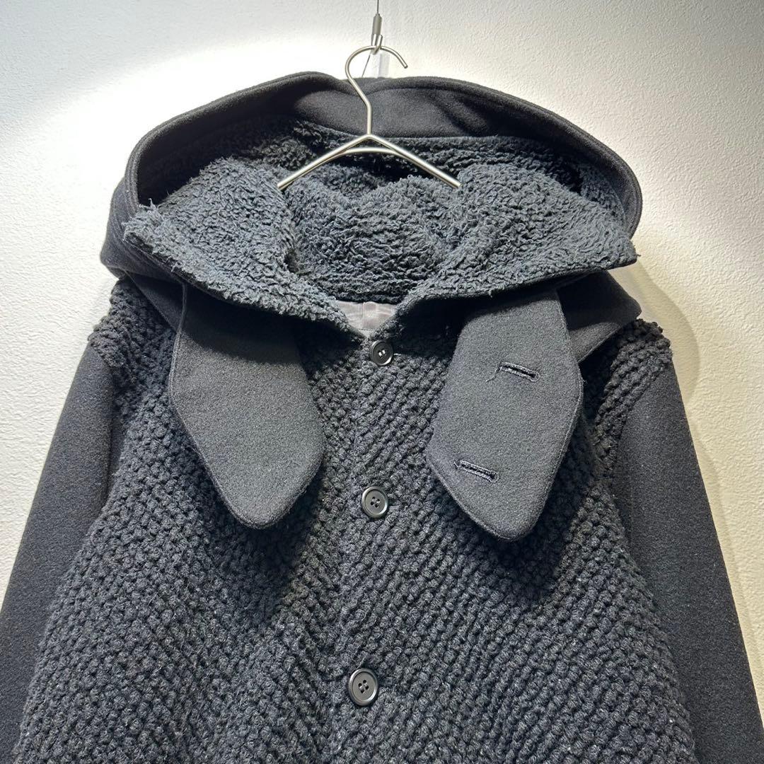 希少 gomme 上質 ウール 変形 ドッキング ボア デザイン コート M