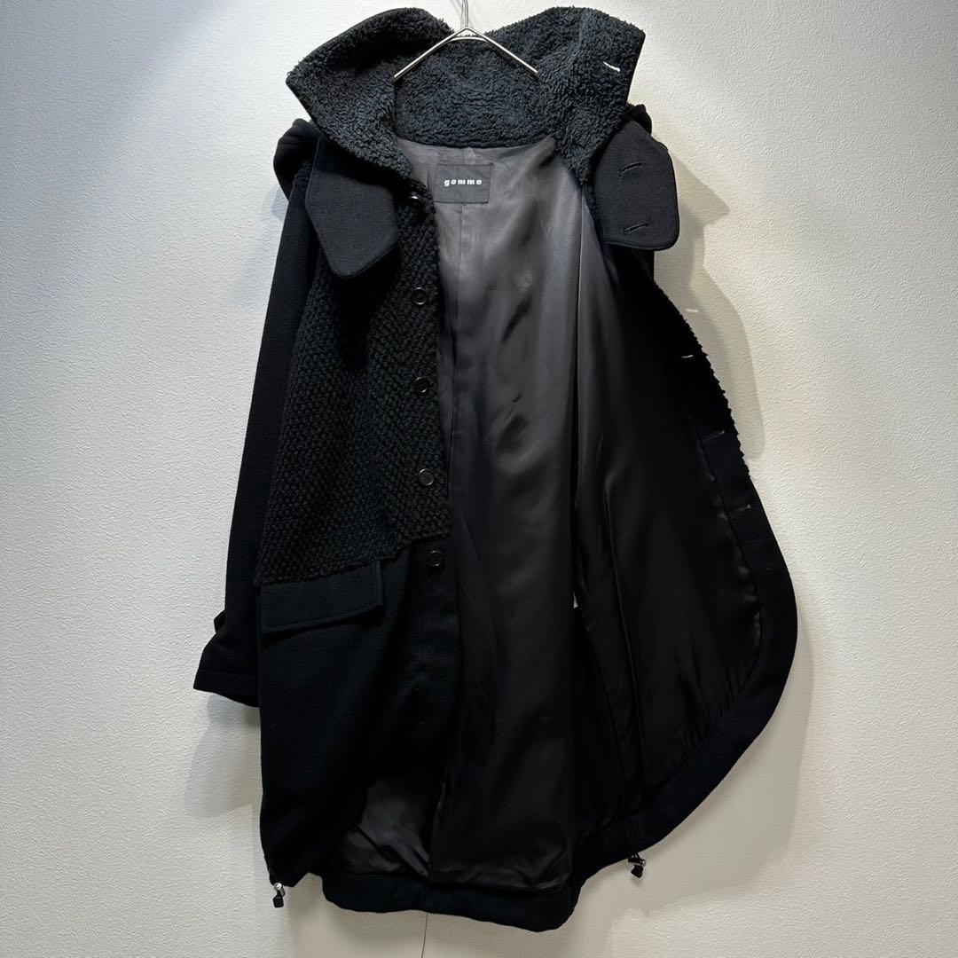 希少 gomme 上質 ウール 変形 ドッキング ボア デザイン コート M