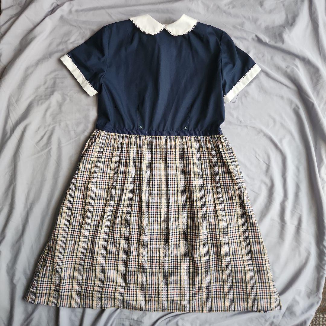 Shichiri ネイビー 半袖 ワンピース