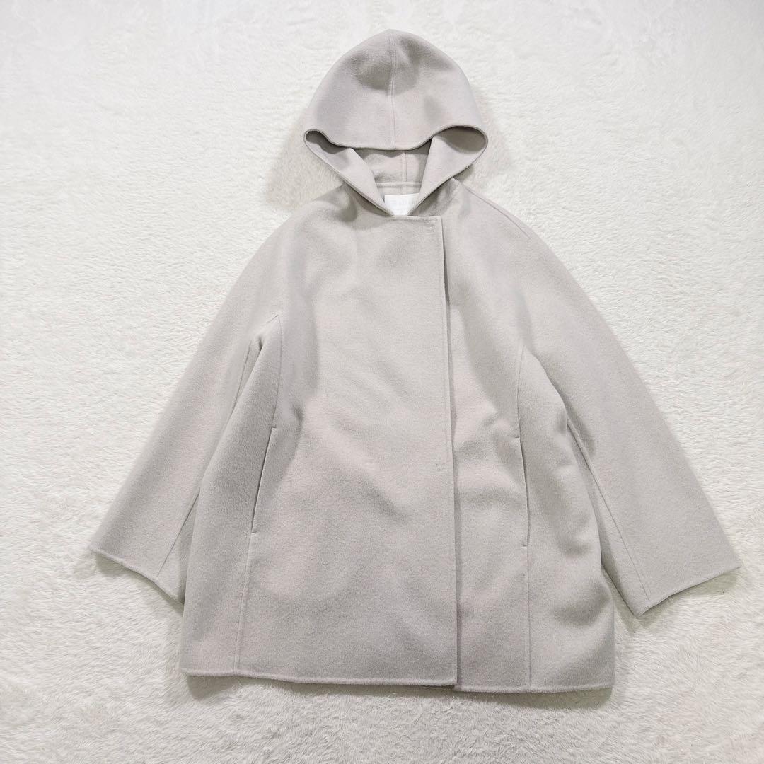 【美品】ボールジィ　プレミアムウールリバー フーデッドショートコート　薄ベージュ