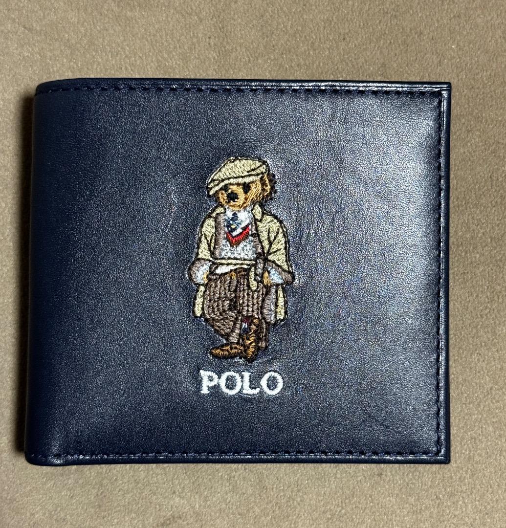 ポロラルフローレン Polo ベアレザービルフォールドウォレット 新品