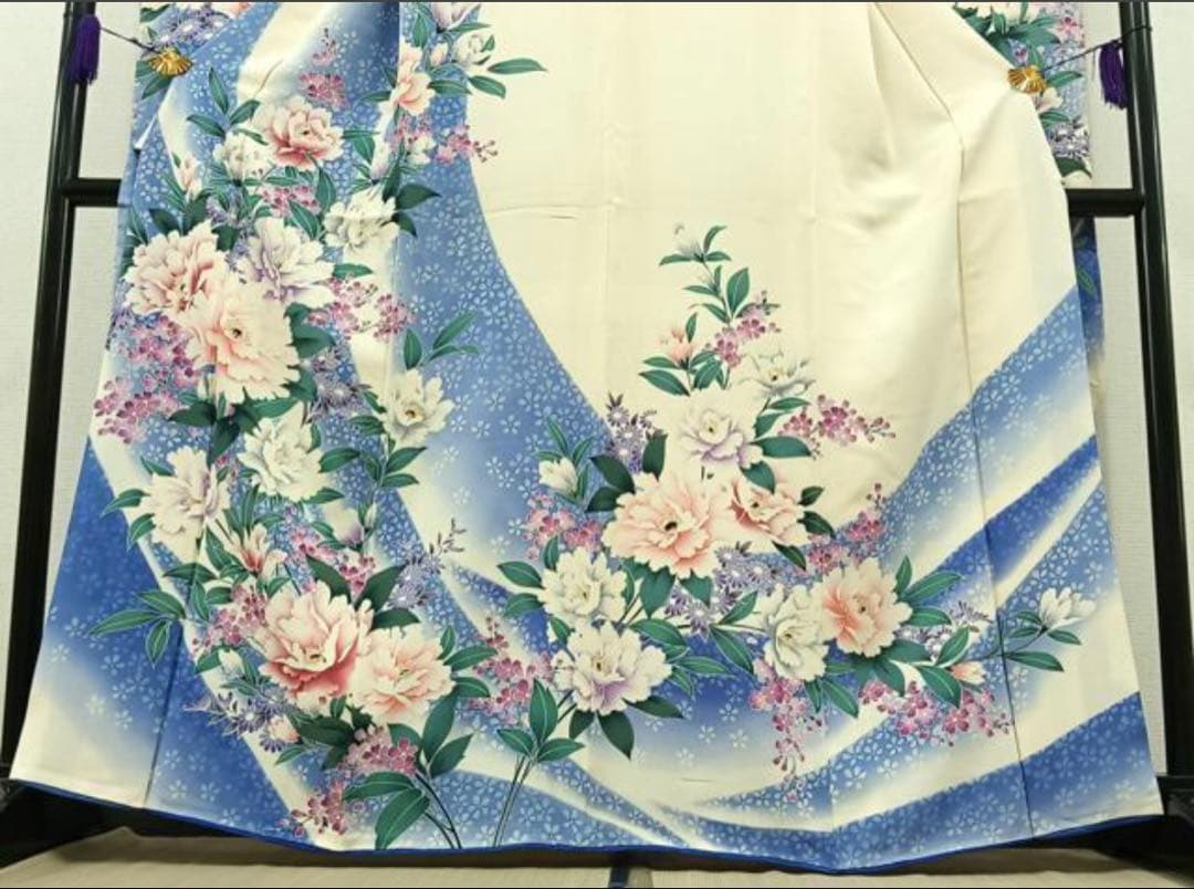 振袖 フルセット6点サイズM〜Ｌ枝花文　暈し染め　正絹