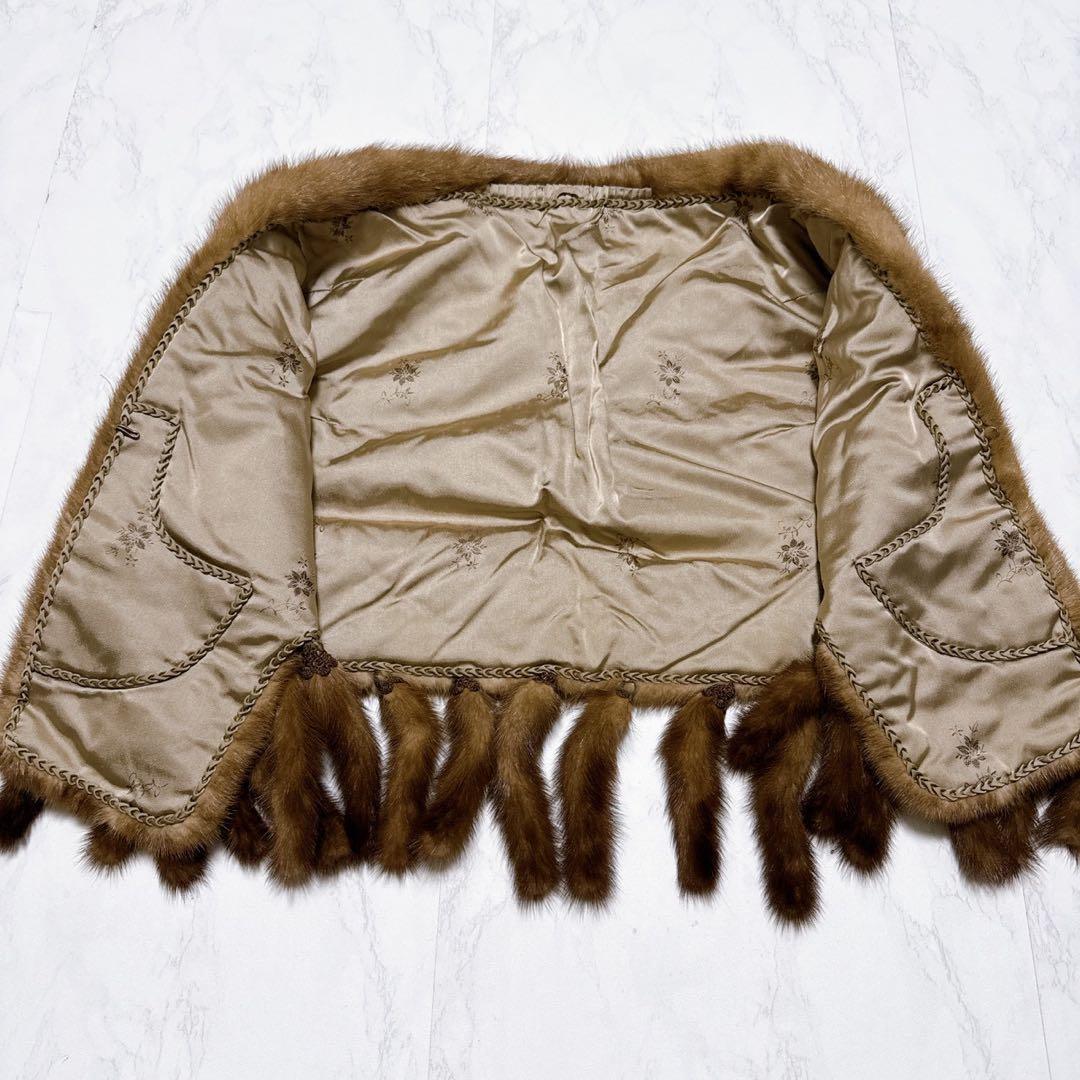 ミンクファー　パステルミンク　ビッグショール　ケープ　ポンチョ