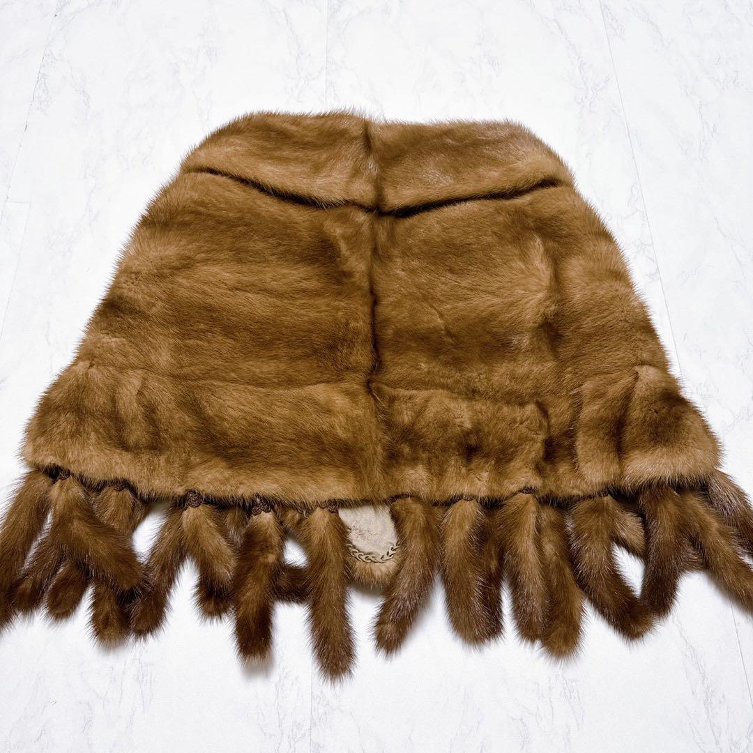 ミンクファー　パステルミンク　ビッグショール　ケープ　ポンチョ