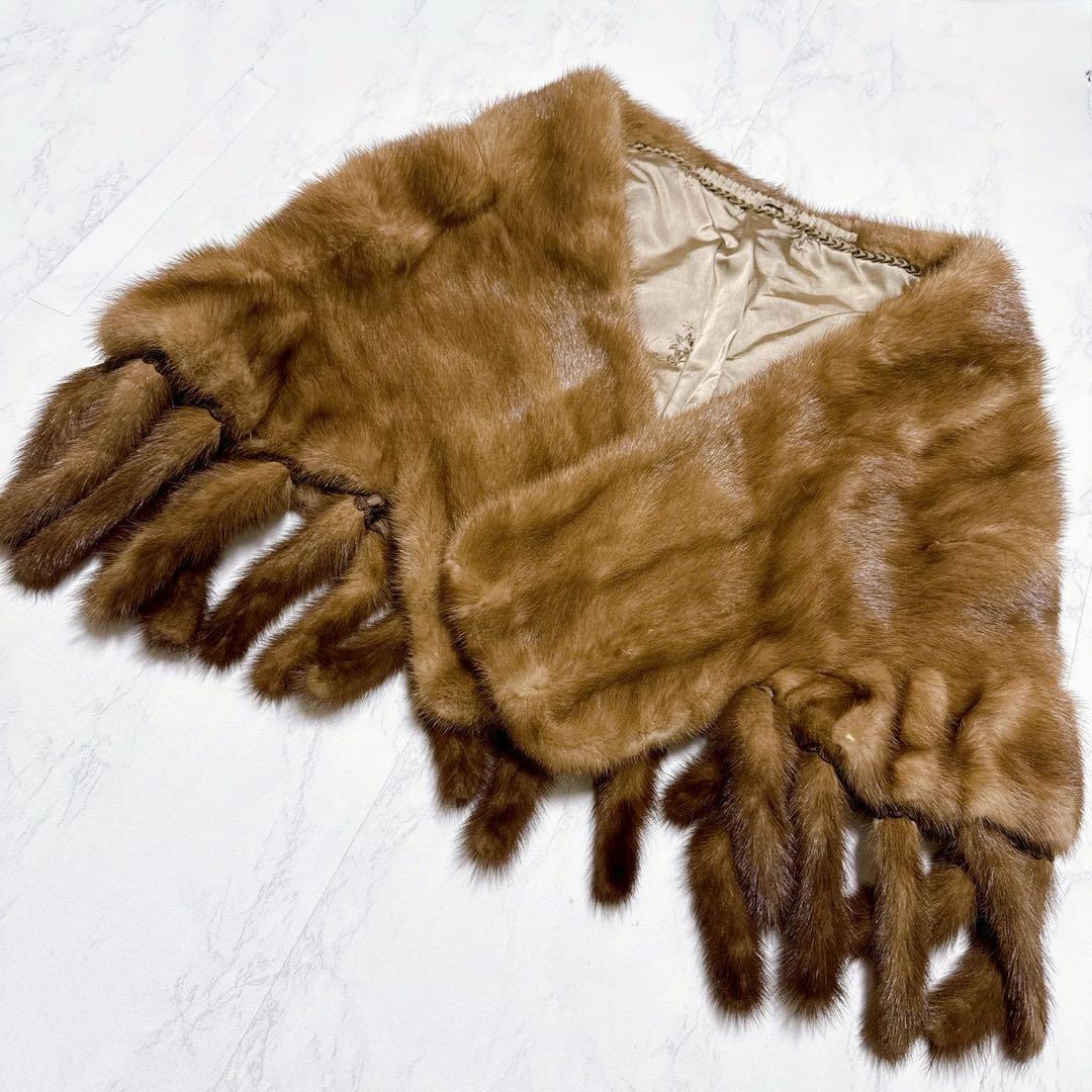 ミンクファー　パステルミンク　ビッグショール　ケープ　ポンチョ