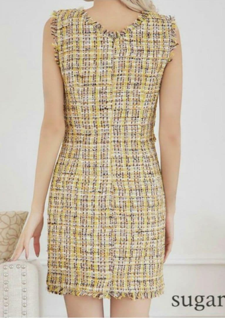 さ*く様 ローブドフルール グロッシー キャバ ドレス XS ツイード フロント