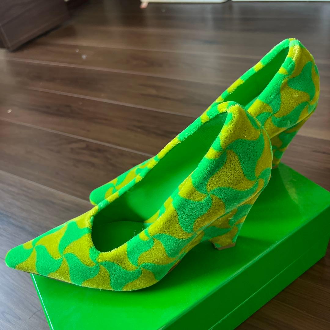 ボッテガ・ヴェネタ　ヒール靴　緑