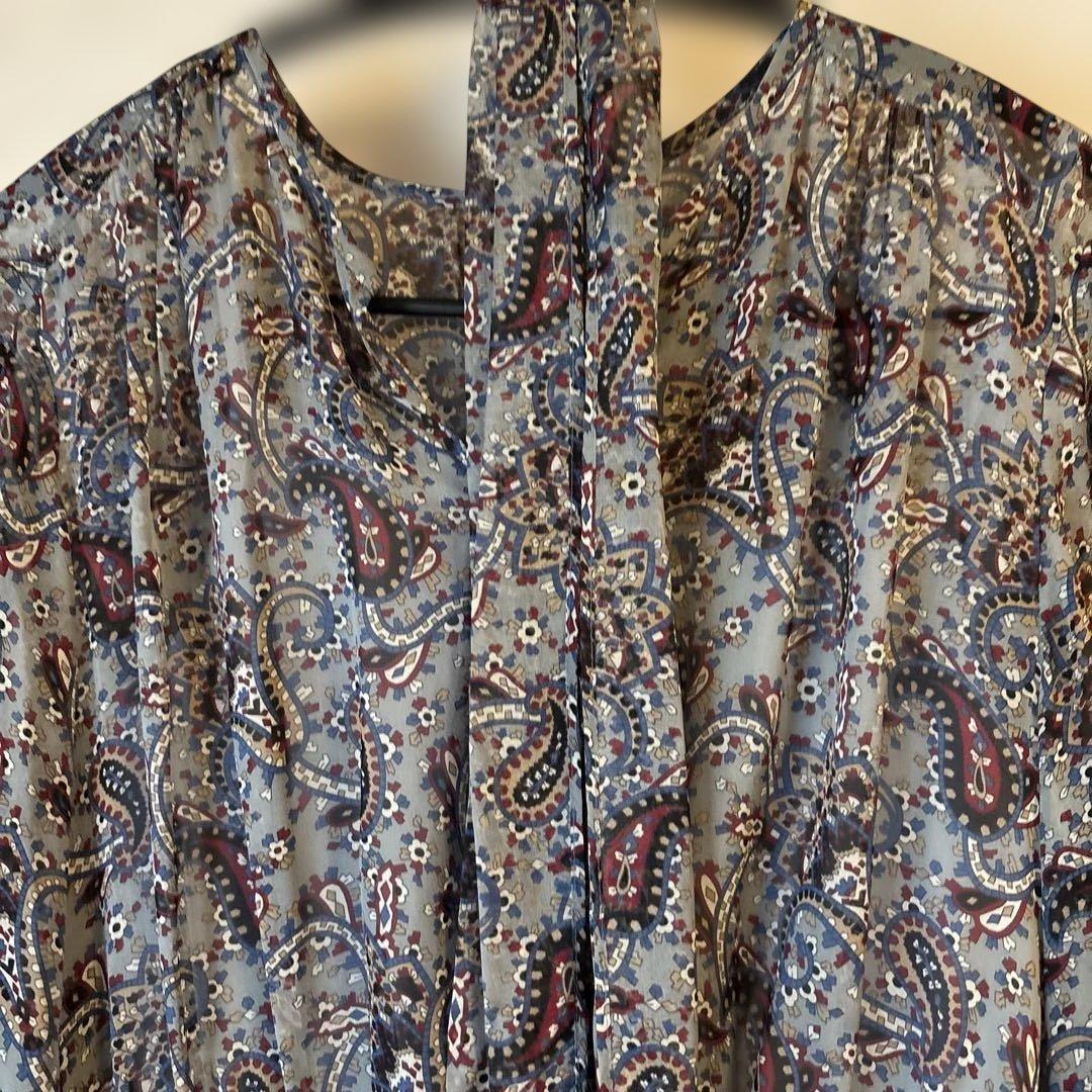 アナイ　ペイズリーワンピース　38 カーキー　シルク100%