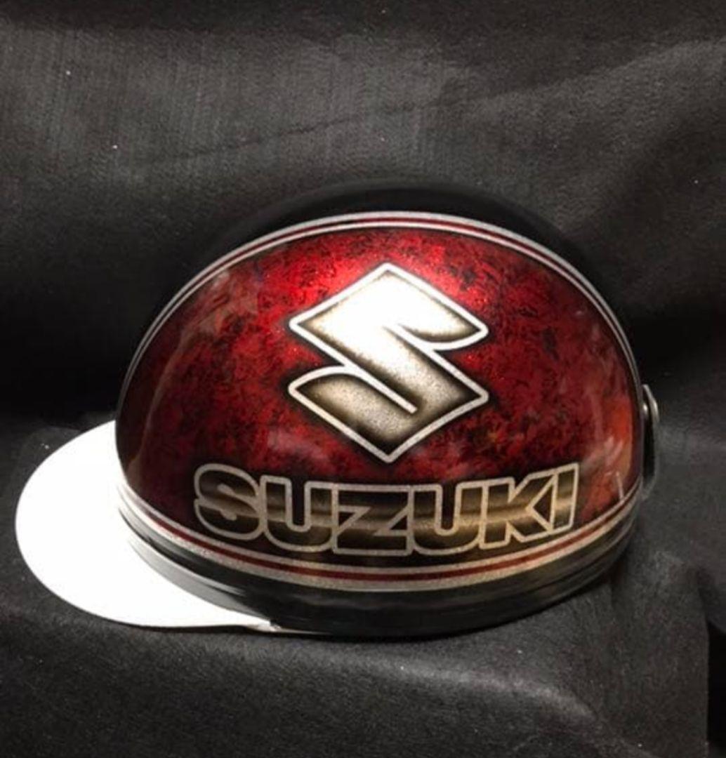 SUZUKI 半帽ヘルメット 赤黒