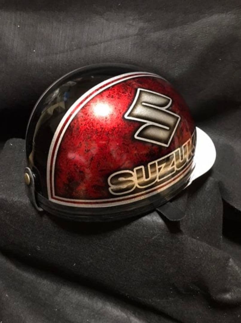 SUZUKI 半帽ヘルメット 赤黒