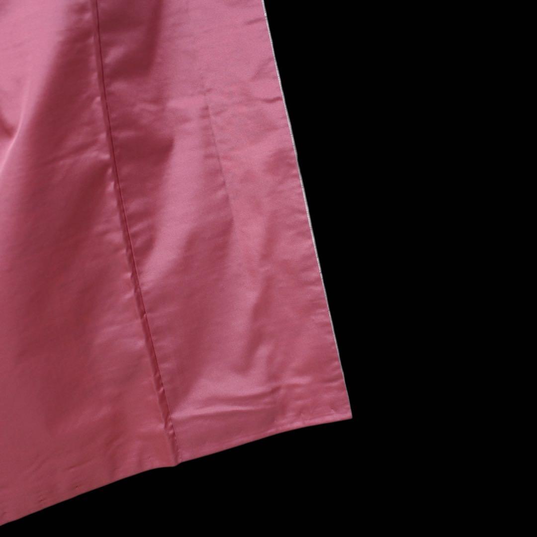 美品　ヱ霞に竹笹模様織り出し結城紬着物　石下/裄65 トールサイズ　生成りc81