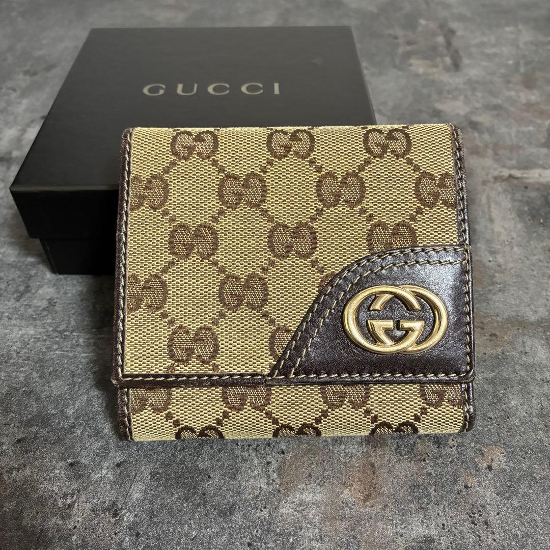 GUCCI GGキャンバス Ｗホック財布 箱無し