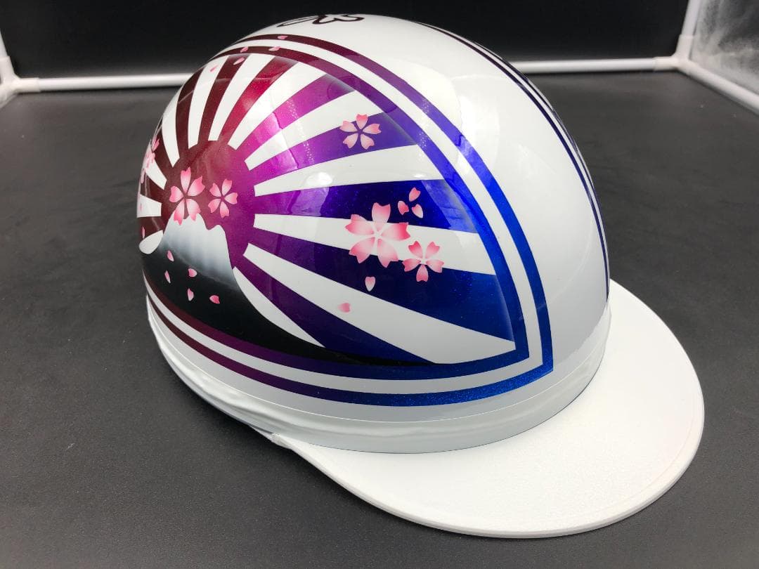 コルク半　カスタム　富士日章　三つボタン　ホワイトラメグラデーション　桜