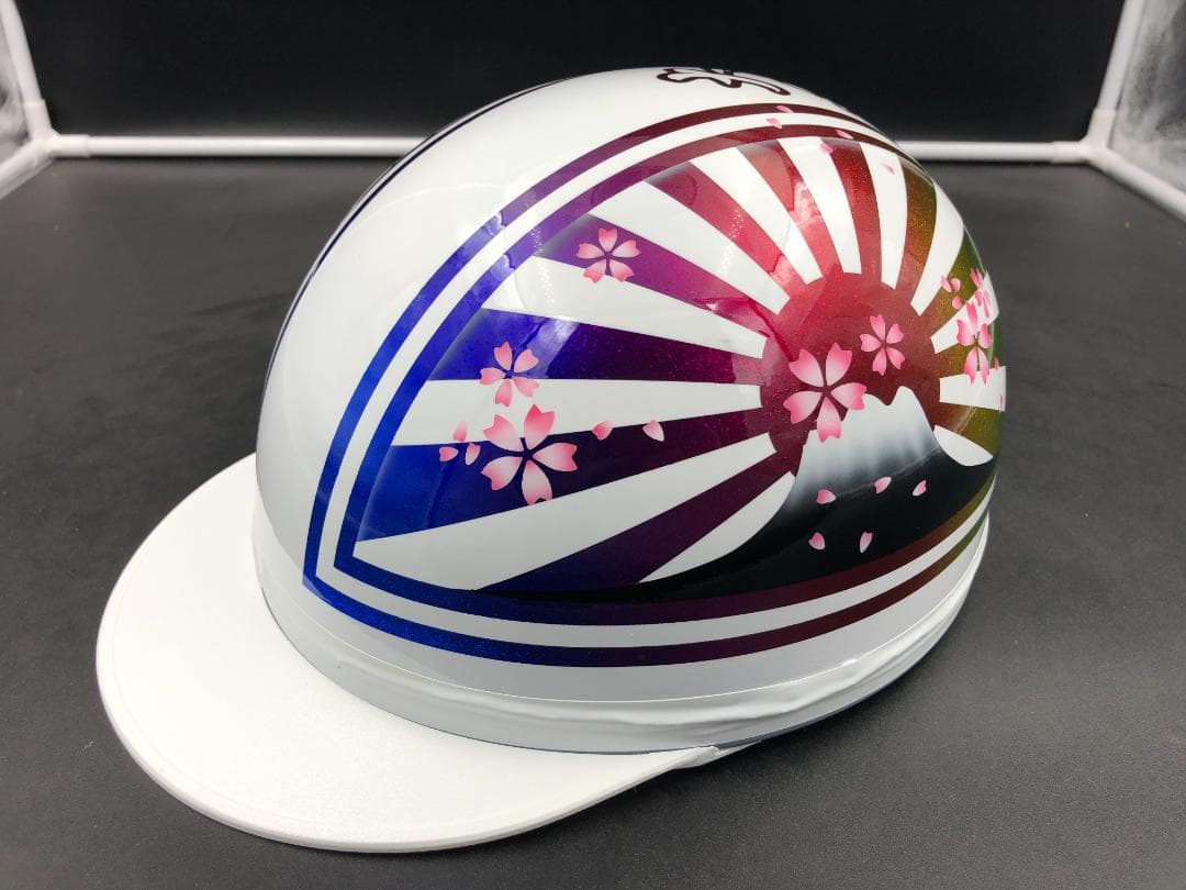 コルク半　カスタム　富士日章　三つボタン　ホワイトラメグラデーション　桜