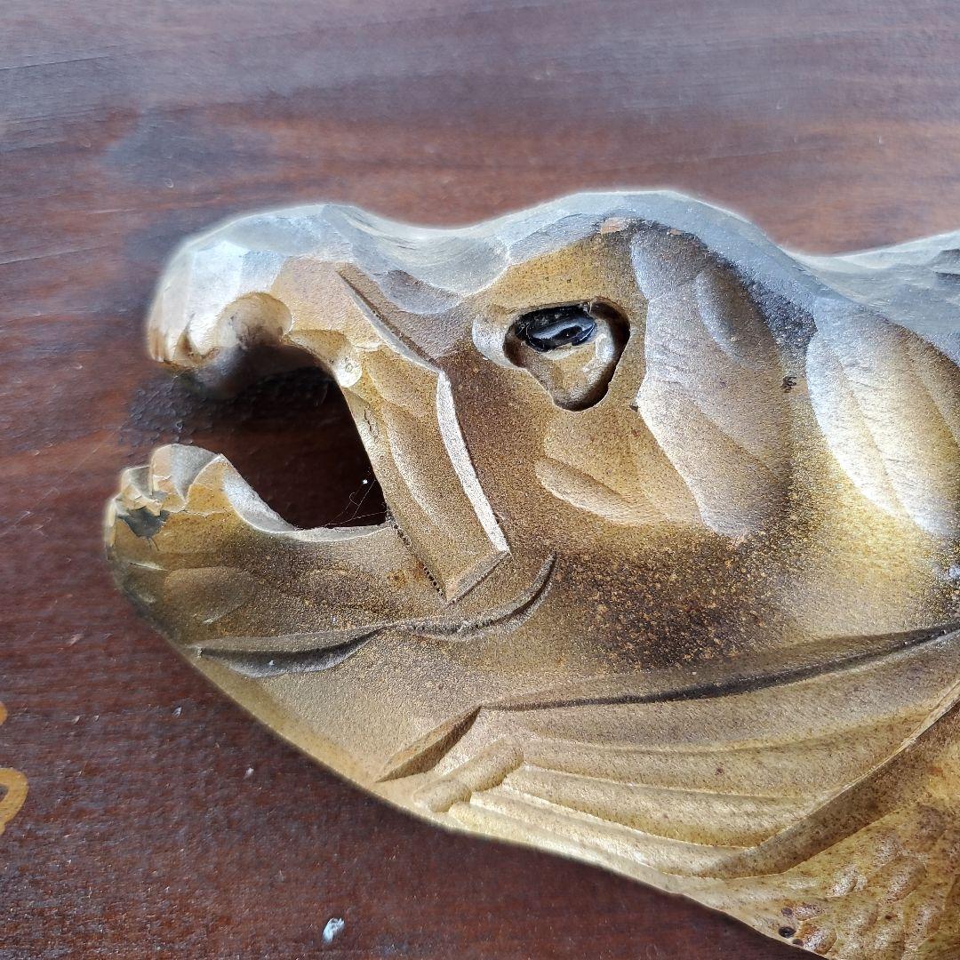 木彫り　鮭　壁掛け　石狩