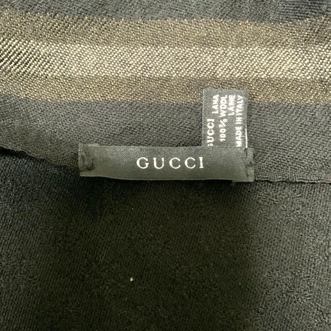 GUCCI ブラック マフラー ウール100%