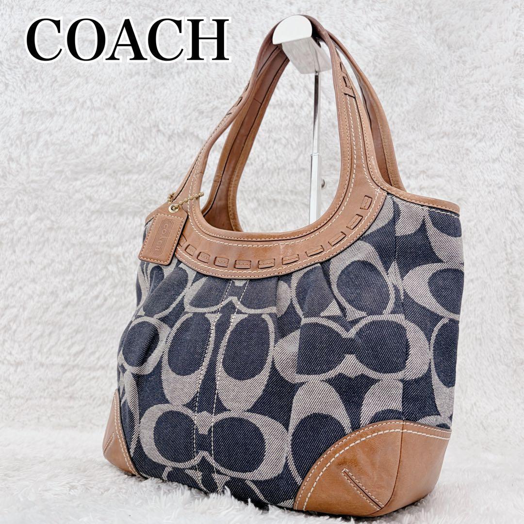 人気 COACH コーチ デニム シグネチャー柄 レザー 12751
