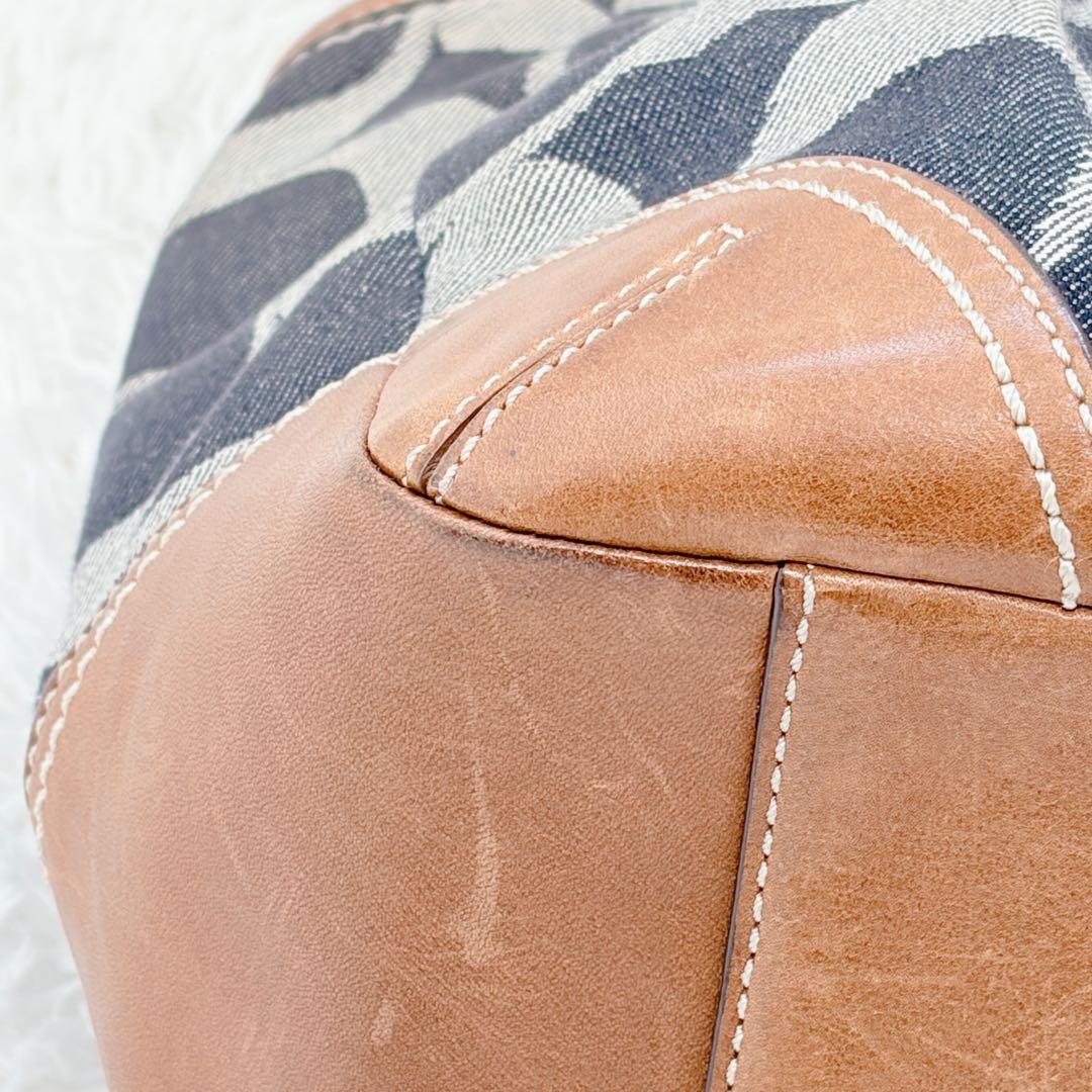 人気 COACH コーチ デニム シグネチャー柄 レザー 12751