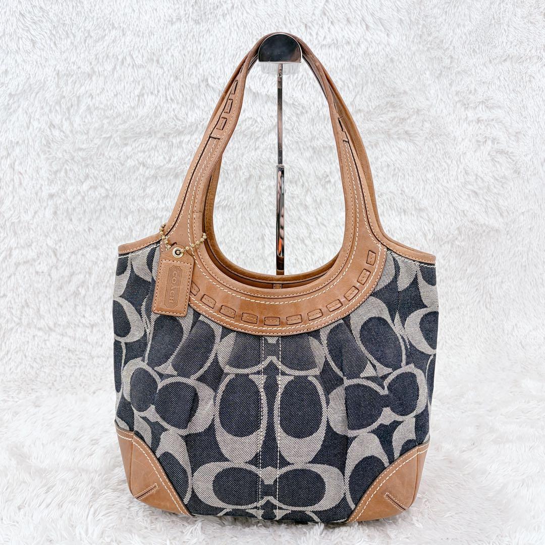 人気 COACH コーチ デニム シグネチャー柄 レザー 12751