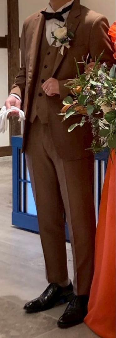 【美品】アーバンブランシュ　タキシード3点セット　ブラウン　2XL