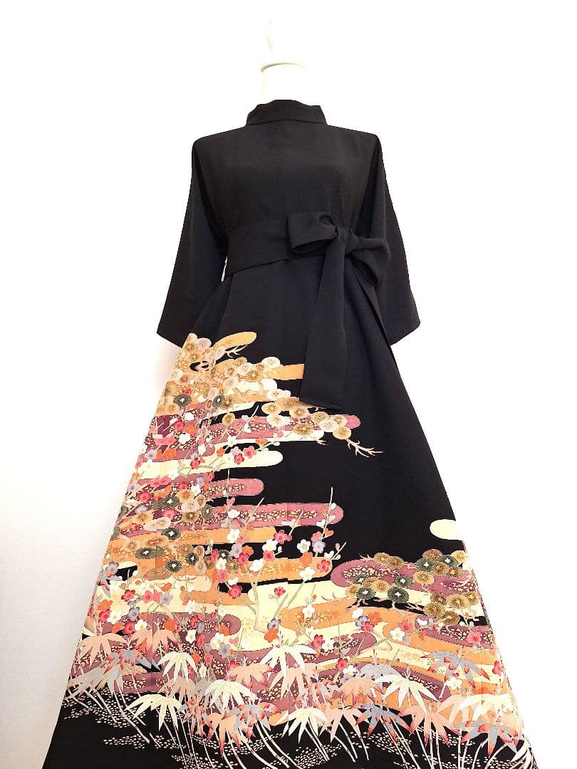 着物リメイクワンピース3683