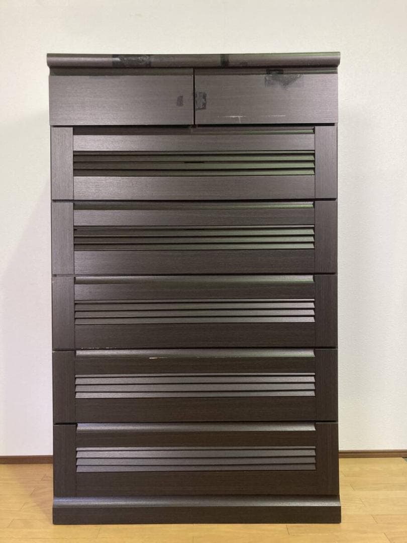 大容量 6段 タンス チェスト 茶 ダークブラウン ハイタイプ キャビネット