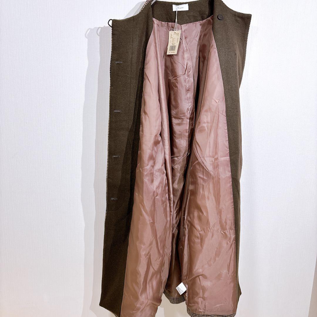 【タグ付】Eaphi no collar wool check coat