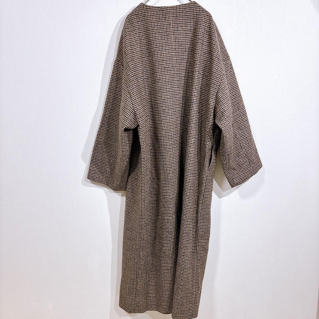 【タグ付】Eaphi no collar wool check coat