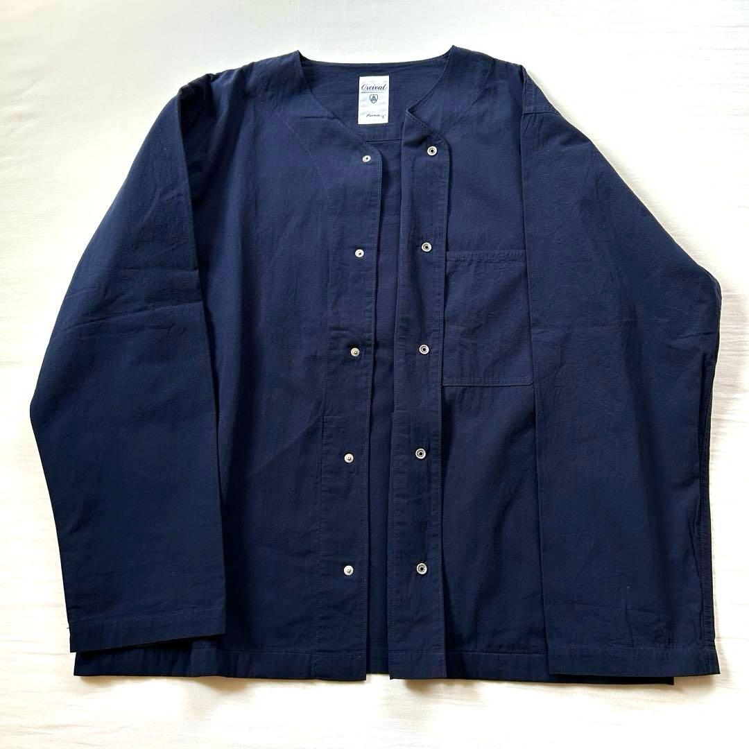 【美品】ORCIVAL オーシバル ノーカラージャケット ネイビー サイズ4