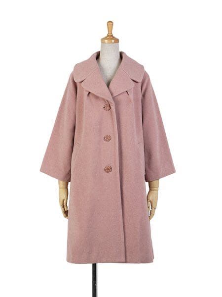 未使用品：フィント（Fi.n.t）ローズ釦カラーコート PINK