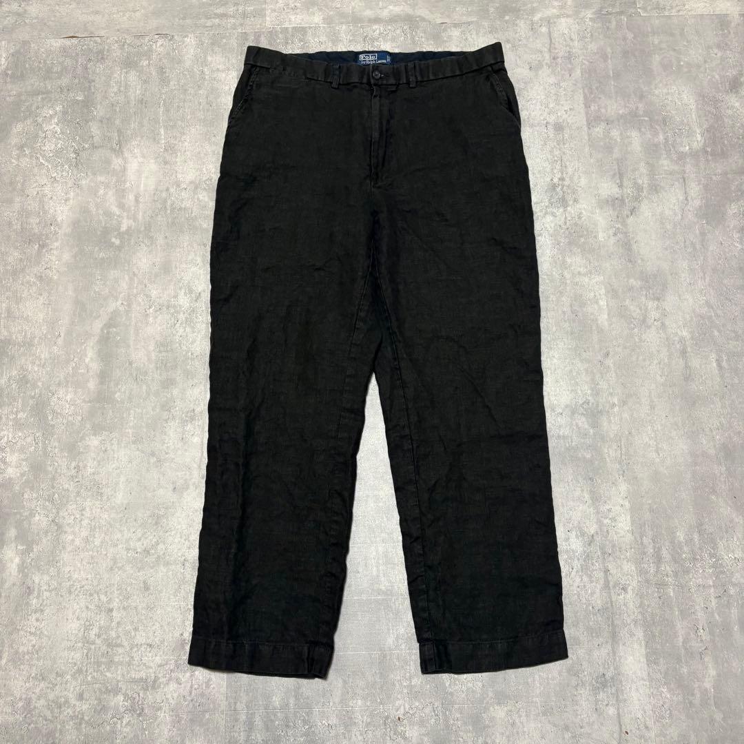 90s ポロバイラルフローレン　リネン　トラウザーズ　スラックス　38×30