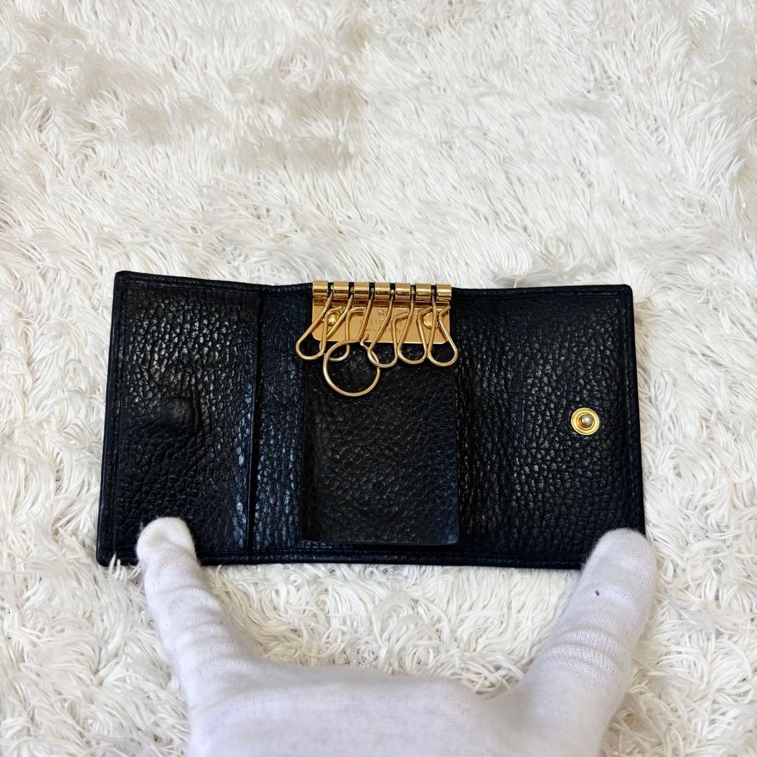 グッチ ６連キーケース マーモント ダブルG GG レザー 黒