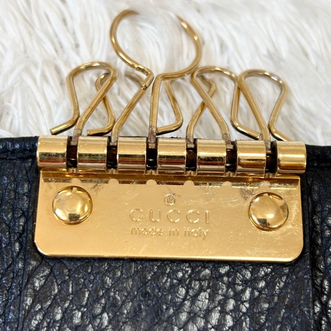 グッチ ６連キーケース マーモント ダブルG GG レザー 黒