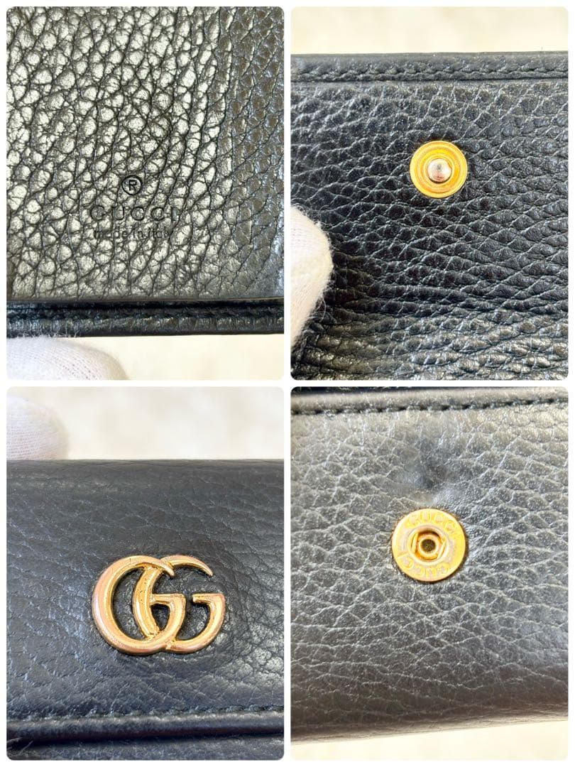 グッチ ６連キーケース マーモント ダブルG GG レザー 黒