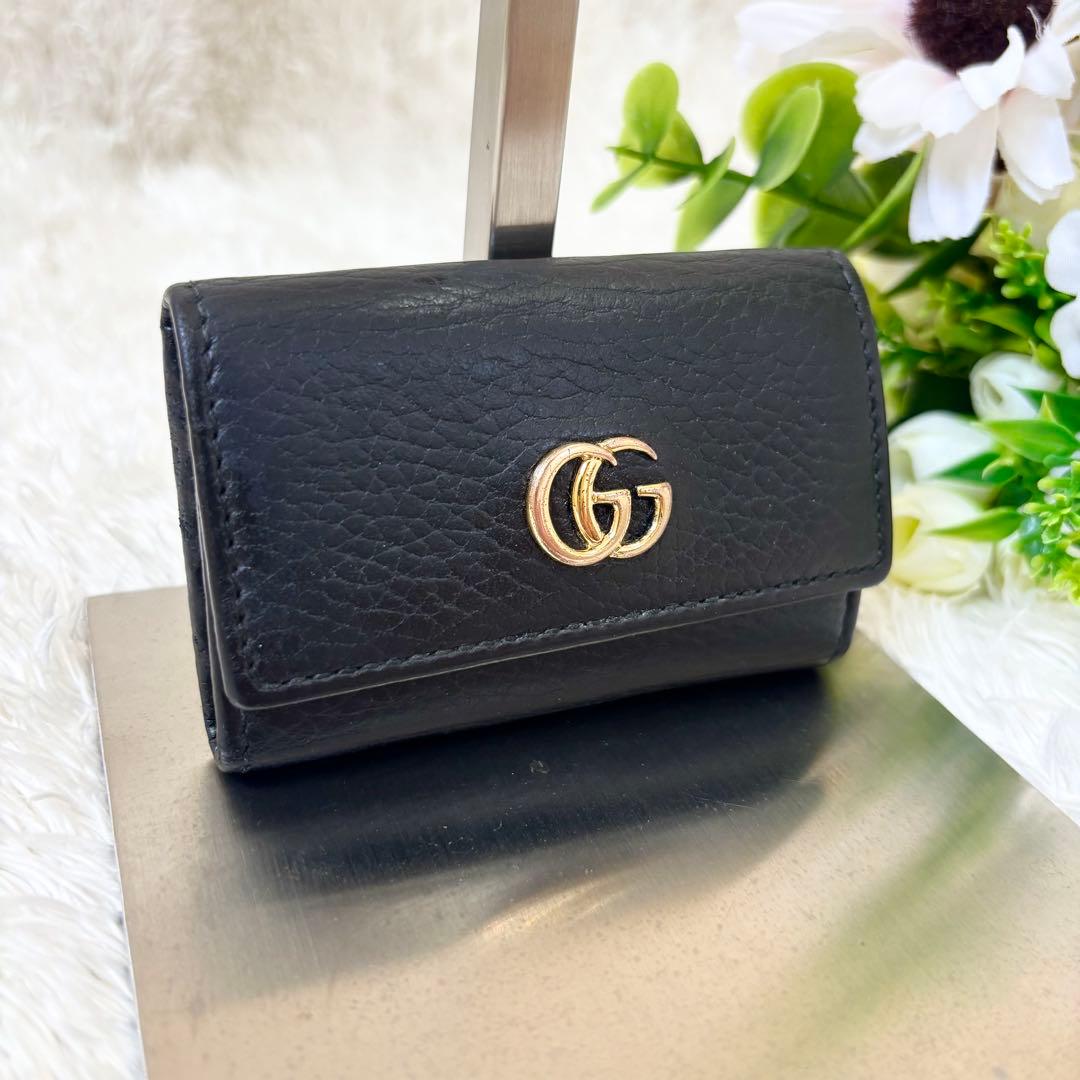グッチ ６連キーケース マーモント ダブルG GG レザー 黒