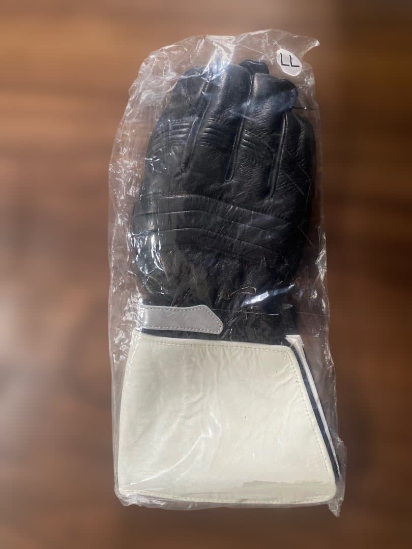 白バイ風用レザーグローブ LLサイズ 黒/白