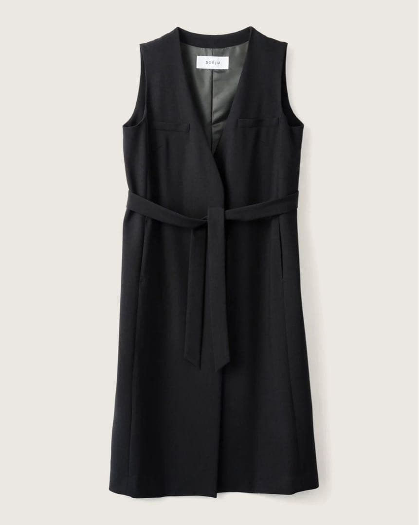 美品✨SOEJU ソージュ ウールライクロングジレ チャコール 完売品　Fサイズ