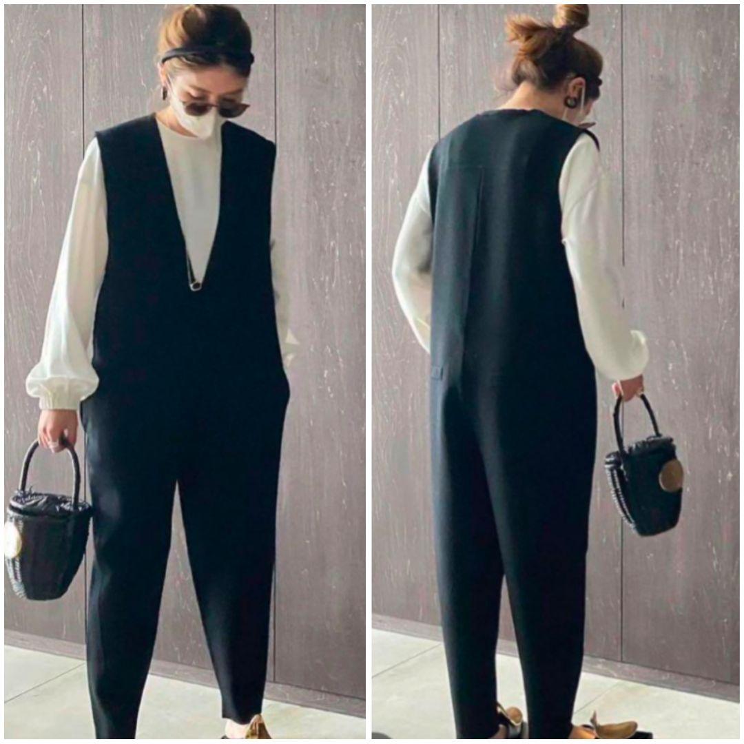 LOHEN ローヘン オールインワン Vネック サロペット 黒 38